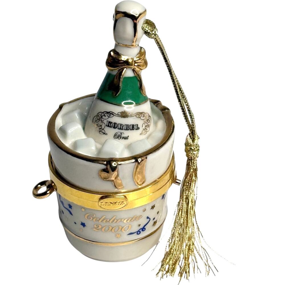 Lenox Trinket Box Champagne Bucket Korbel Brut 2000 Ornament Pill Ring Box Decor